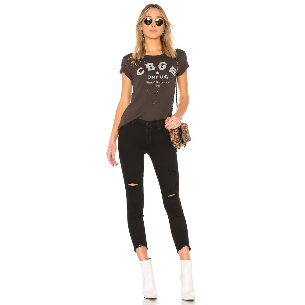 J Brand‎ Revolve Women's Overexposure Distressed Black Ankle Capri Jeans Size 26